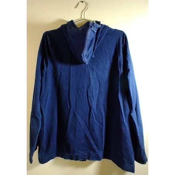 Pure Jill Indigo Bottom Shirt Button Up Hoodie Size Medium Blue - Picture 2 of 7